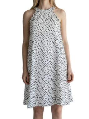 Betsey Johnson Polka Dot Mini Swing Dress Size 4 Black White Halter Flowy Whimsy